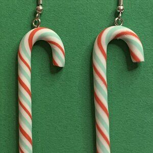 Candy Cane Earring, Christmas Earring, Funny Food Earring, Holiday Earring